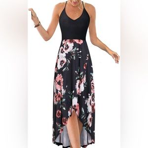 V Neck Sleeveless High Low Dress